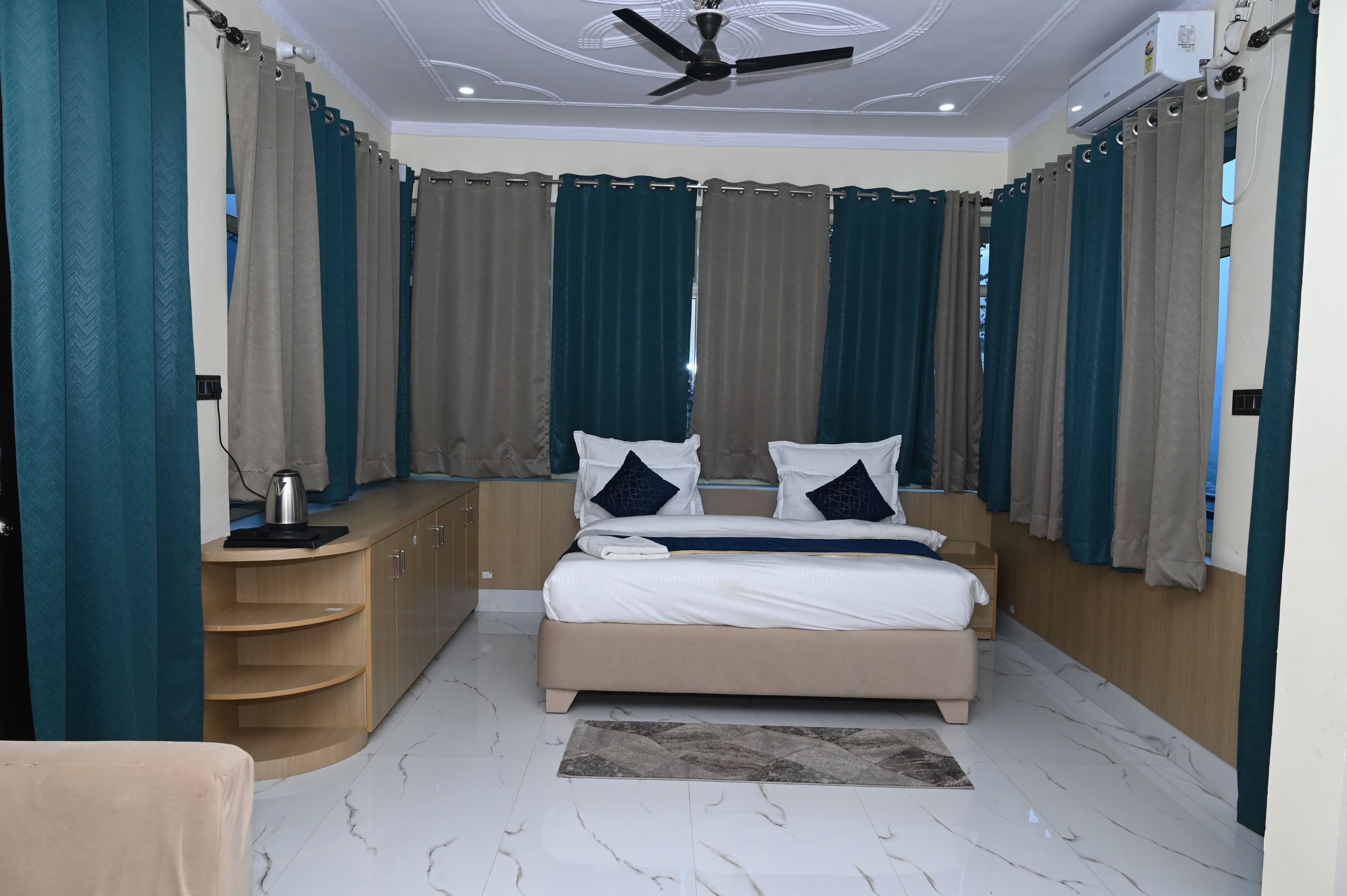 Balcony overlooking valley and hill