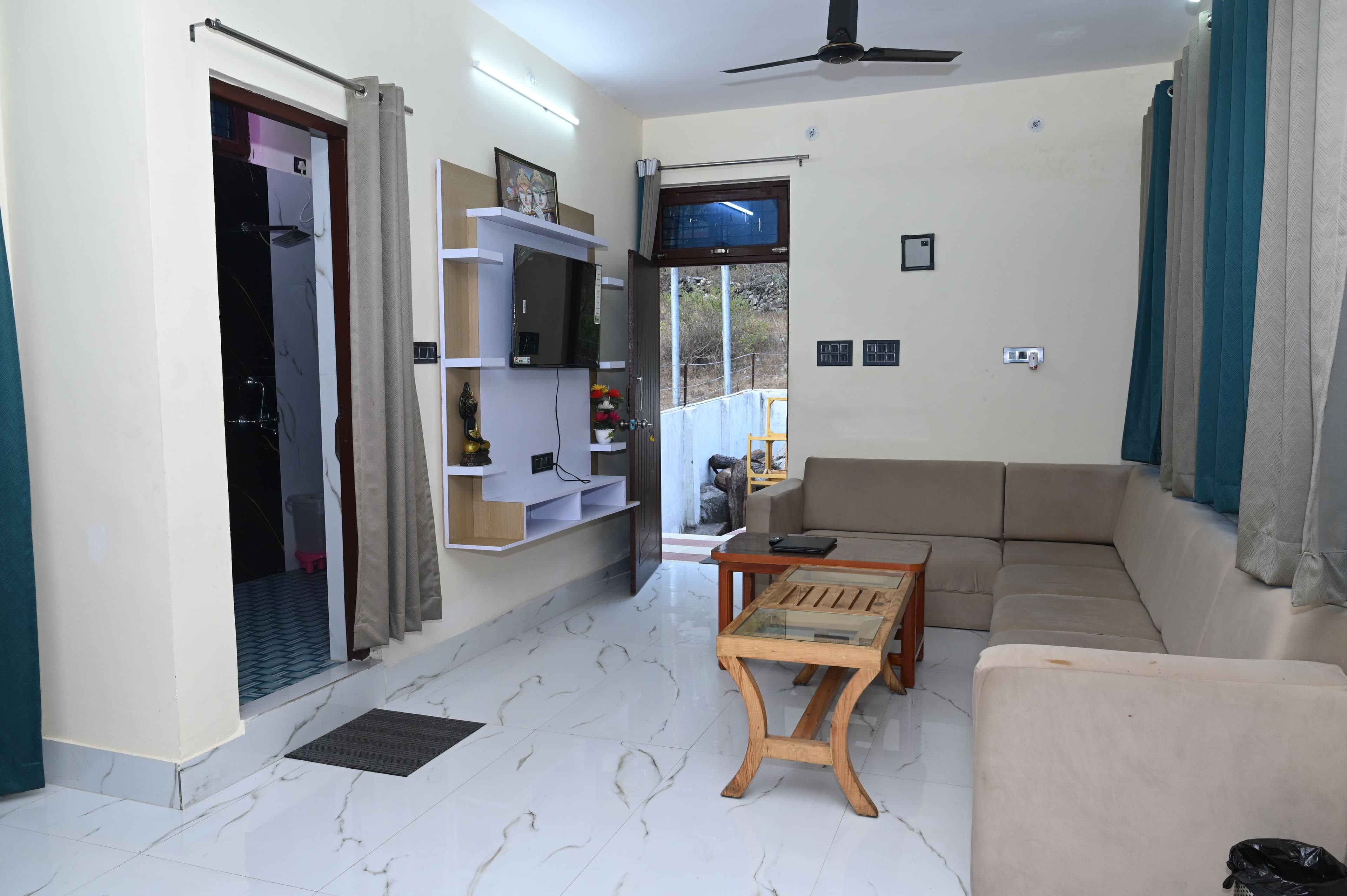 Family enjoying the outdoor seating area